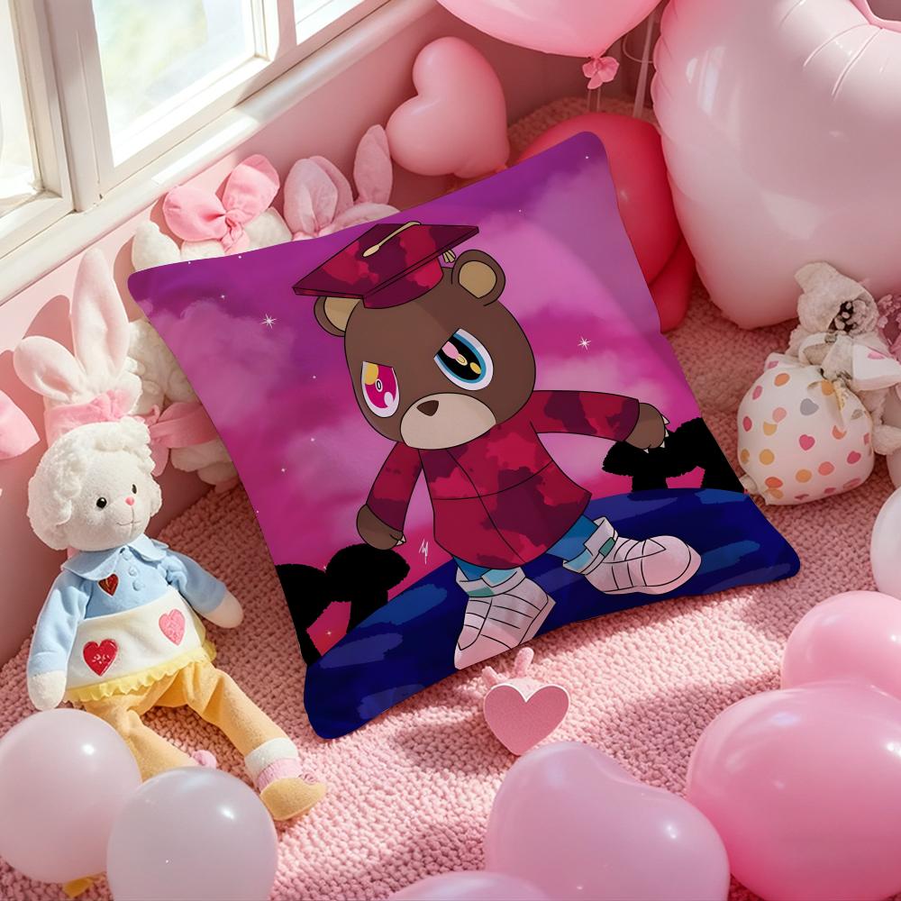 K-Kanye W-West Rapper Cushion Cover Pattern Printed Pillowcase for Living Room Sofa Cushion Cover & Bedroom Decor