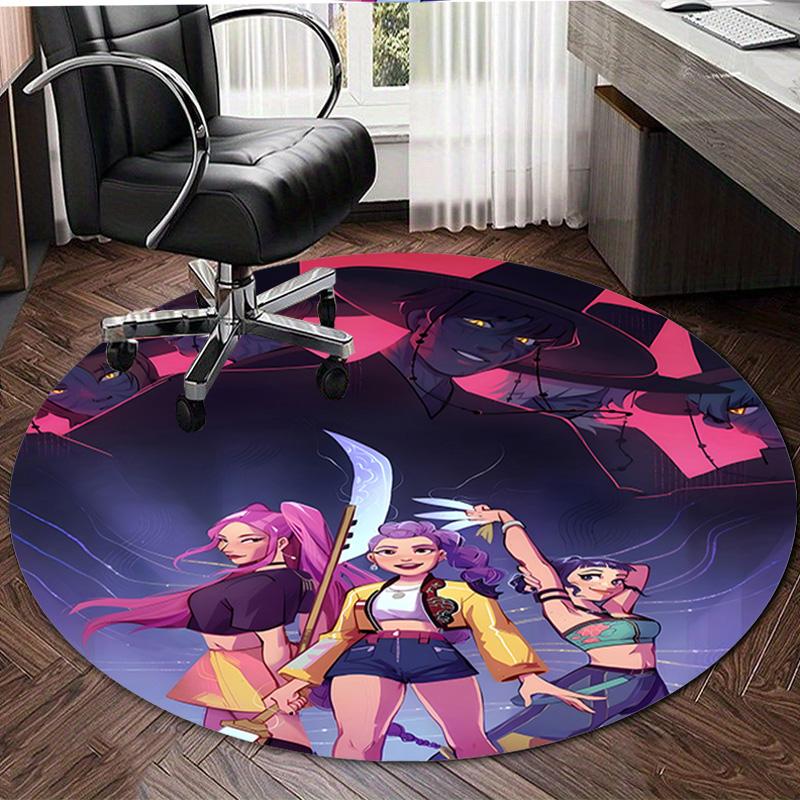 1pc KPop Demon Hunters28 Design Printed Area Round Carpet for Bedroom Living Room Home Decor Rugs Mat Non Slip Mat Rug for Bedside