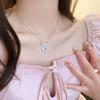 Knock Versatile~ Pink Love Zircon Bow Necklace Female Summer Sweet and Cool Spice Girl Temperament Clavicle Chain Decoration Tide