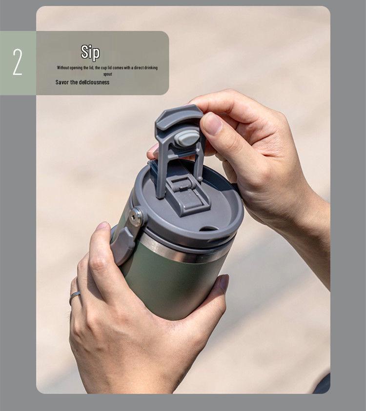TYESO Large Capacity Dual-Use Car Cup - Double-Walled Thermal Insulated 304 Stainless Steel Ice Cooler
