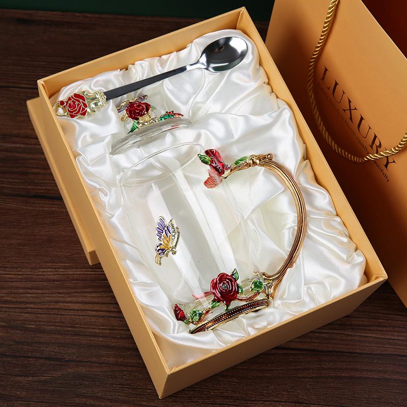 Tazze da Acqua Smaltate Colorate: Elegante Set in Vetro per Soggiorno per Caffè e Latte