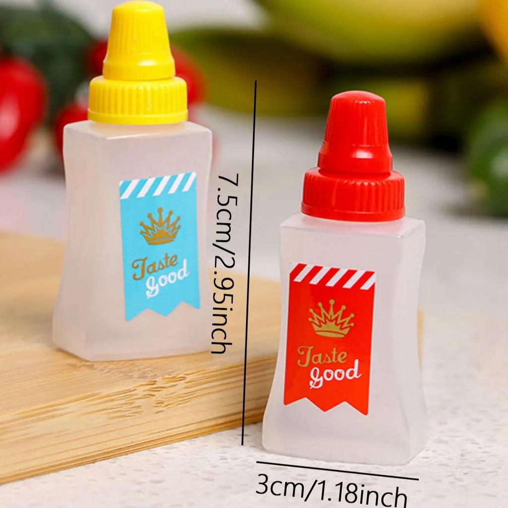 4pcs -Square Squeeze Sauce Bottle, Mini Portable Sauce Bottle, Portable For Salad Sauce, Tomato Sauce