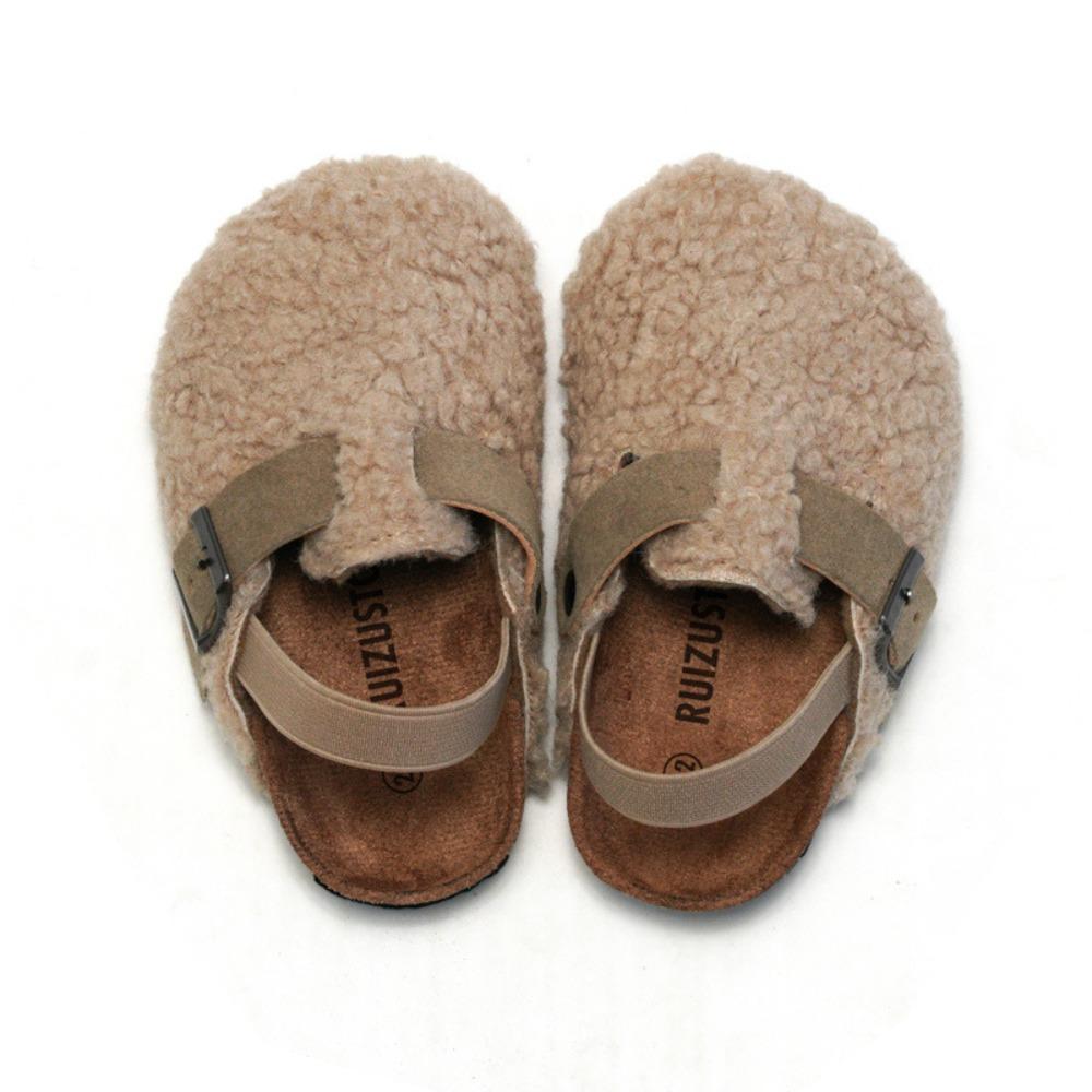 Autumn Winter New Kids Cork Sandals - Suede Lined Warm Sandals for Boys & Girls, Outdoor Wear Non-Slip Children's Footwear KWN