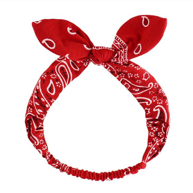 Bentite boho cu funde pentru femei Bandana vintage cachelure cu flori Imprimate bentiță elastică pentru ureche de iepure Bandaj cu imprimeu caju Accesorii drăguțe pentru păr
