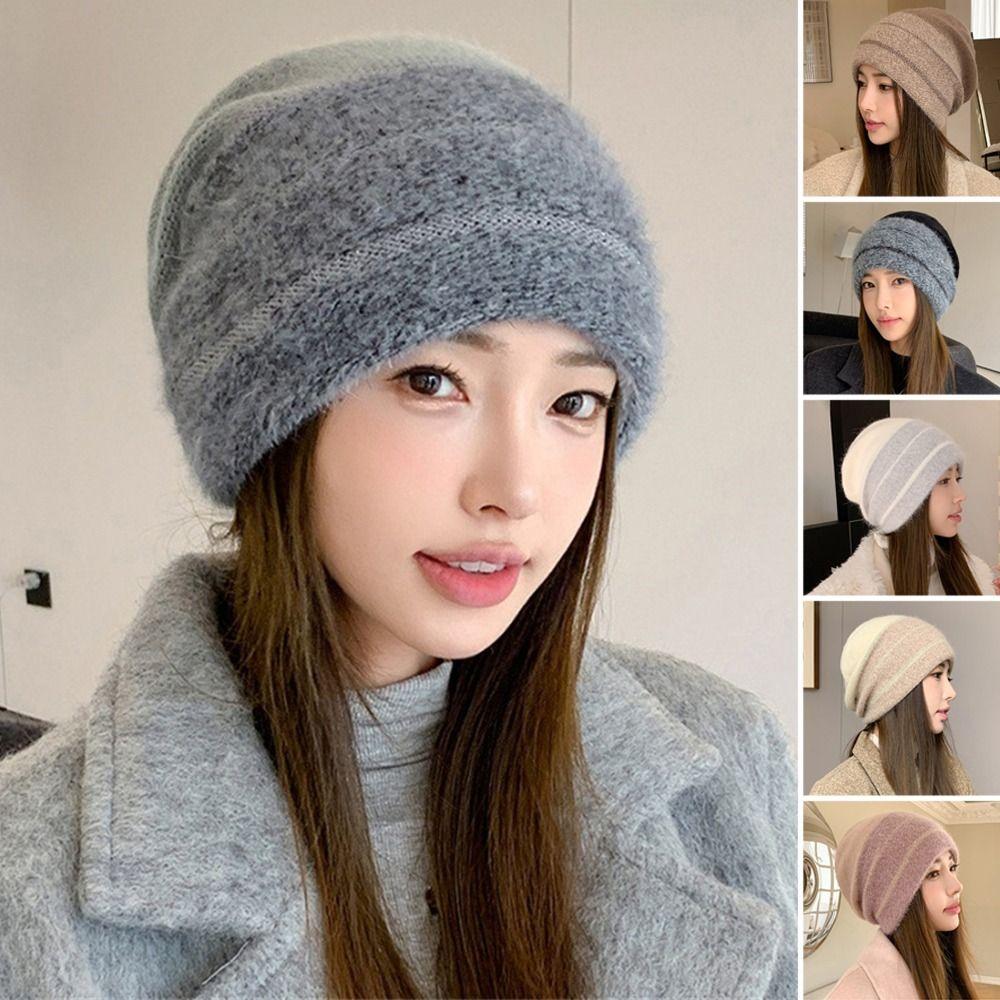 Thickening Knitted Hat Windproof Pullover Hat Casual Bonnet Caps for Women Girls