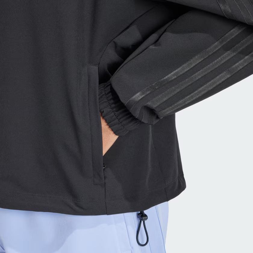 Adidas Gym Pacer All Tonal 3S Logo Print Solid Color Stand Collar Quick-Dry Long Sleeve Jacket Women jackets Black IW8167