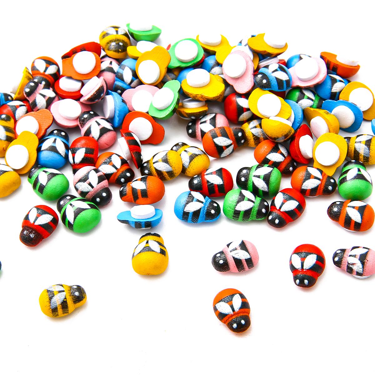 

50 шт., деревянная наклейка на стену «Божья коровка» «Битлз», детская роспись, сделай сам, поделки, свадебные украшения для дома, вечеринки, праздника разноцветный