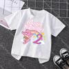 Summer Cotton Tops Cartoon Care Bears Party White T Shirt for Girls Cute Birthday Number Tee Shirt Printed Clothes Anime Gifts