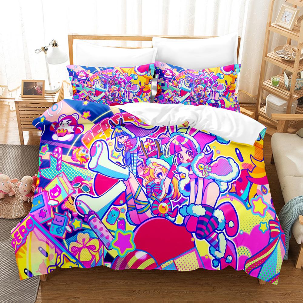 Marija Rin Muse Dash Rhythm Game Duvet Cover Set 3PCS Polyester Bedding With 2 Pillowcases Anime Music Text Art Home Decor