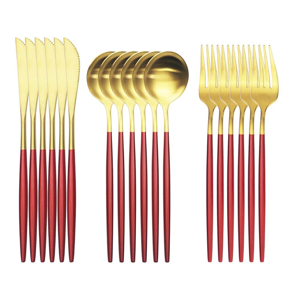 18pcs Colorful Cutlery Set Tableware Set Stainless Steel Dinner Knife Fork Spoon Matte Polishing Dinnerware Set