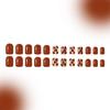 Shine Artificial Tips 24Pcs Kit Maple Leaf Design Short Rectangular Press On Nail Tips Glittering Face Not Need Adhesive