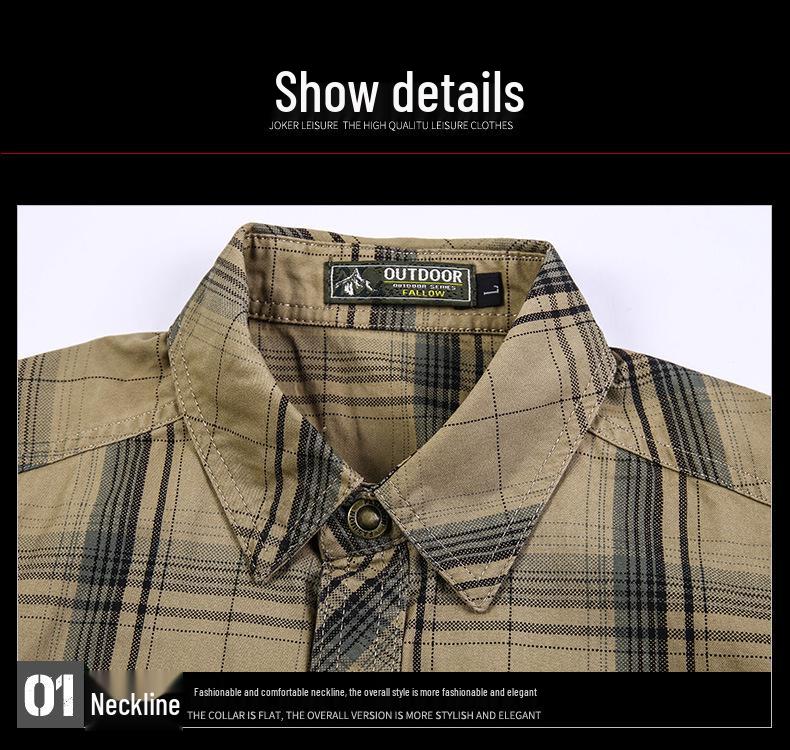 2023 Summer Men's Plus Size Cotton Short Sleeve Plaid Shirt - Loose, Casual, for Middle-Aged & Young