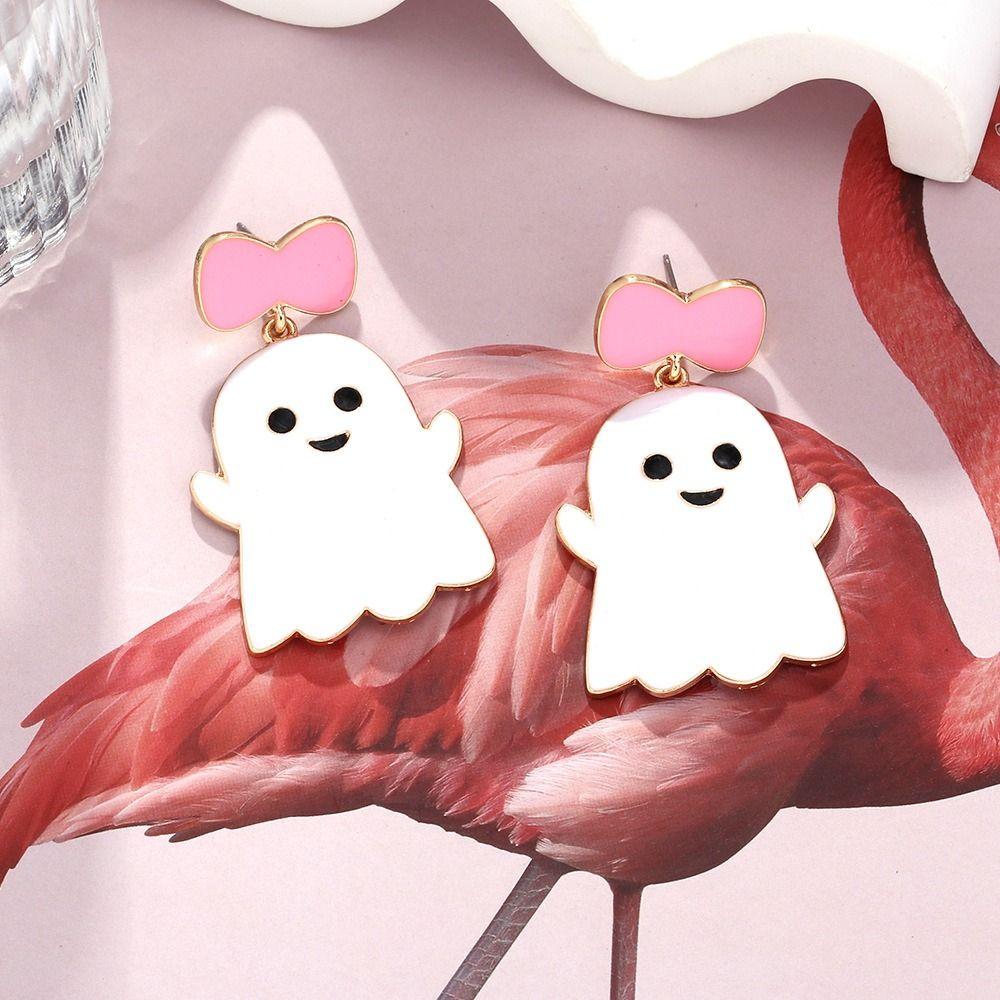 Bow Pendant Ghost Earrings Women Girl Gift Witch Hat Earrings Trendy Halloween Earrings