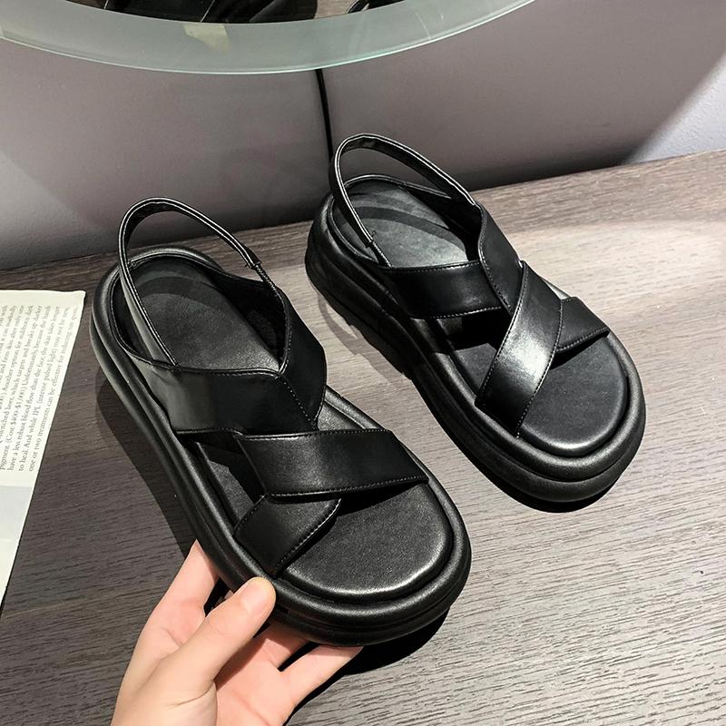 Fashion 2024Summer New Casual Fashionable Platform Sole Running Shoes Comfortable Non-slip Heightening Flat Bottom Women's Sandals