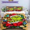 3Pcs Grinch Christmas Ornament Bedding Set Quilt Cover Pillowcase Home Christmas Xmas Halloween Gift 1 Duvet Cover 2 Pillowcase S921620