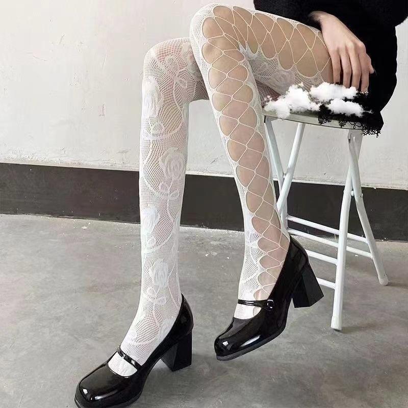 Gothic Fishnet Tights for Women Sexy Mesh Stockings Lolita Y2K Patterned Pantyhose Trendy Leggings for Alternativewear