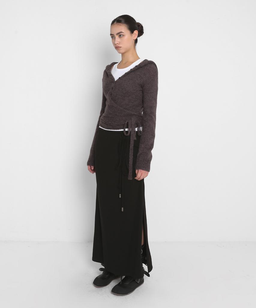 Saendeulig Brushed Maxi Long Skirt_Black