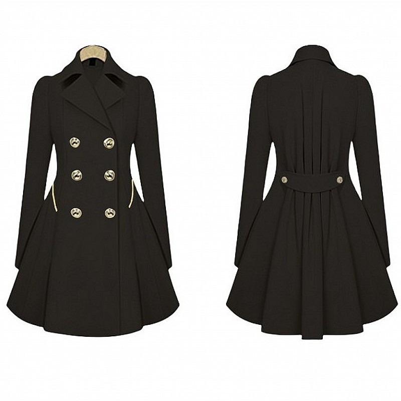 Women's Solid Double Button Pocket Overcoat Casual Coat Long Sleeve Neck Outerwear Winter Trendy Women's Party Outfit Clothes For Daily Wear Jackets