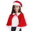 Christmas Cape Hat Set Festive Red White Xmas Outfit Soft Velvet Santa Costume Universal Size Makeup Clothing Props