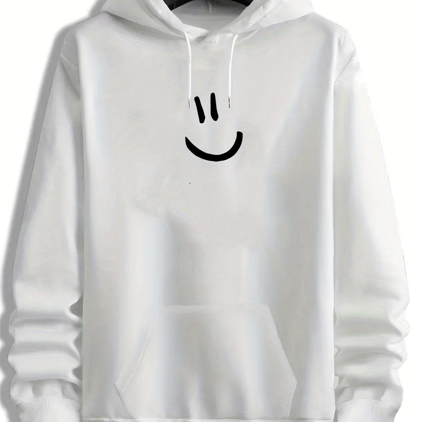 

2024 NEW Men s Hooded Sweatshirt, Spring/autumn Cute Smile Graphic Print Hoodies For Big & Tall Males, Men s Clothing, Plus Size S
