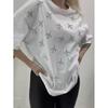 Fashion New Arrival Loose Fashion Diamond Short Sleeve Cotton T-shirt Diamond Studded Cotton T-shirt