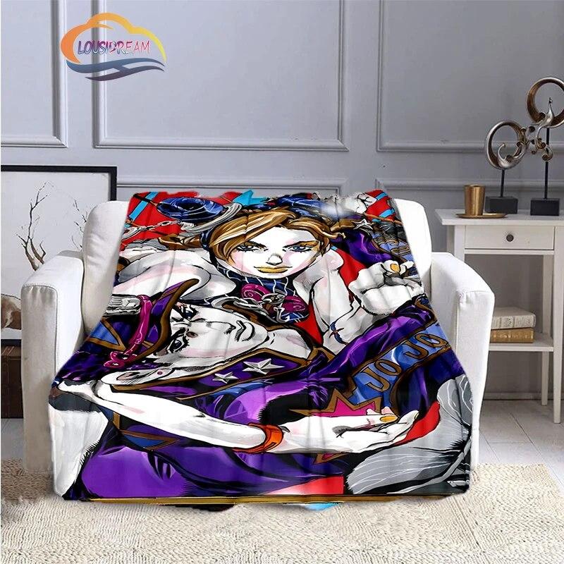 Karikatura JoJo's Bizarre Adventure Stone Ocean Deka Měkký fleece Throw Lehká All Seasons Teplá pro gaučovou přikrývku