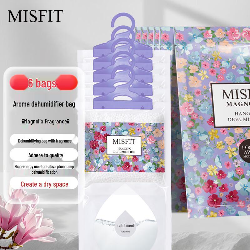 MISFIT Magnolia Scented Hanging Dehumidifier Bags, 6-Pack