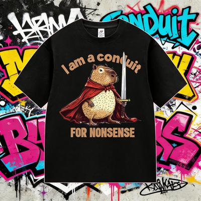  Summer Funny I Am A Conduit for Nonsense Meme T Shirts Men Vintage 100% Pure Cotton Printed T-shirt Oversized Y2k