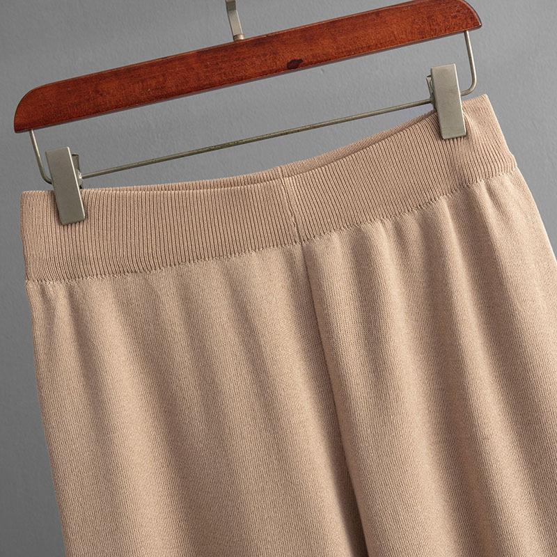 HNXC Women's Plate-size Set, A Loose and Slimming Women's Knitted Sweater, High-waisted and Wide-leg Trousers, A Fashionable Two-piece Set
