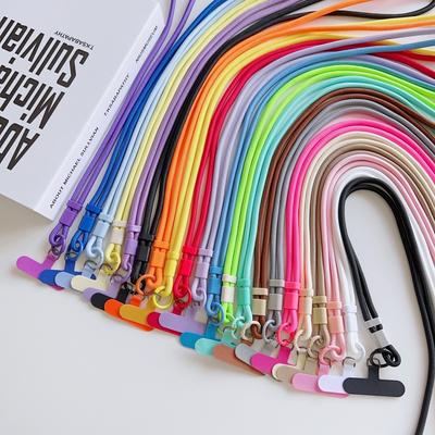 Cordón largo ajustable de colores para teléfono móvil Celular Caramelo Color sólido Collar cruzado Correa anti-pérdida para teléfono Universal
