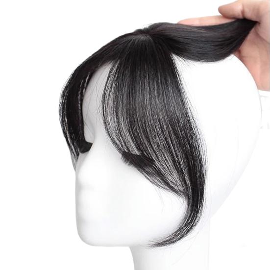 Women Clip-in Bangs Natural Wispy 3D French Bangs Forehead Hair Extensions Black Brown Side Bangs Fringe Wig Hairpieces