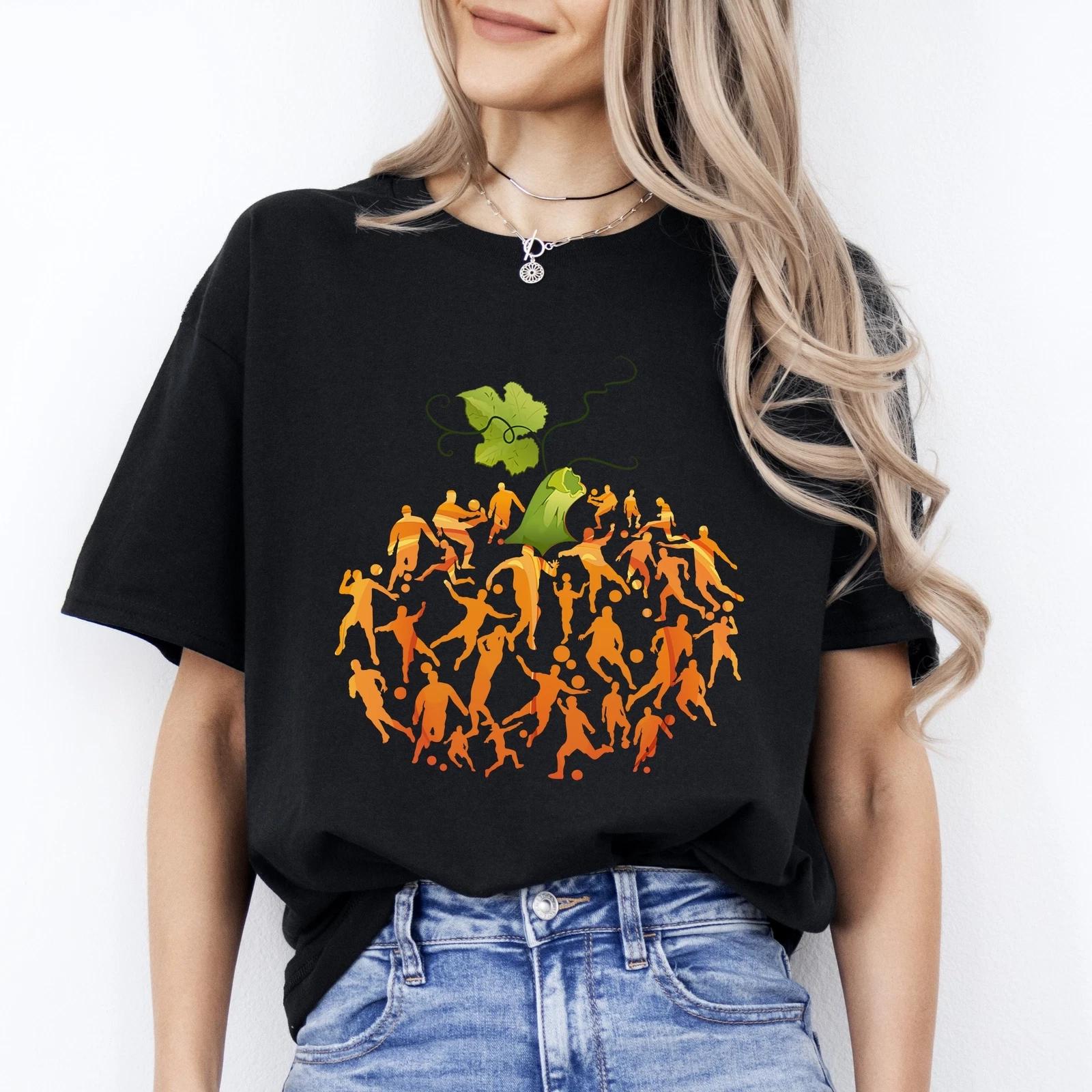 Soccer Player Pumpkin Halloween Unisex T-Shirt Soccer mom soccer coach tee Black XL