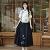 Vintage-Inspired Chinese-Style Cotton Linen Qipao Dress Women Stand Collar Five-Sleeve Long 2025