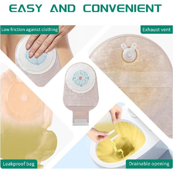 Colostomy Bags Vent 20 Pack Individually Packaged Ostomy Bag Vent, Ostomy Supplies,One-Piece Drainable Pouches with Closure for Colonoscopy Ileostomy