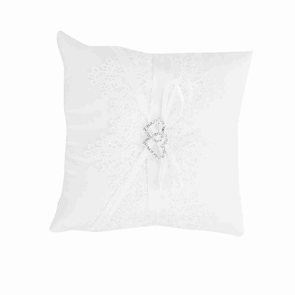 Elfenbein Satin Blumenmädchen Korb Hochzeit Kissen Kissen Spitze Floral