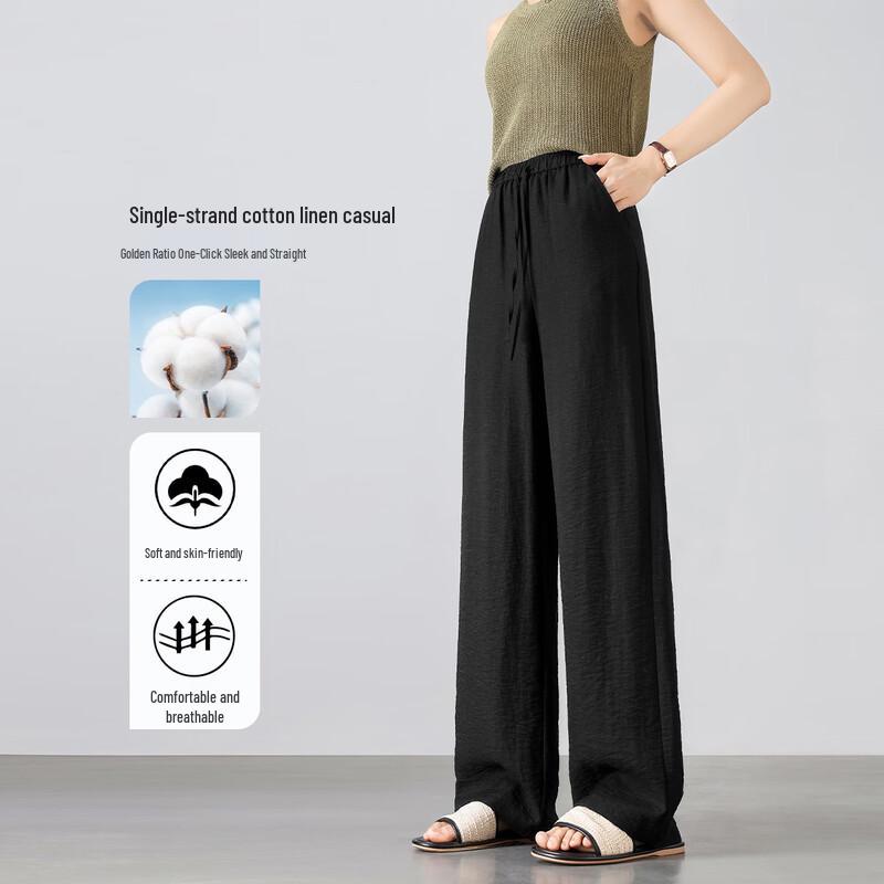 HSTYLE Linen Blend Wide-Leg Casual Pants for Women