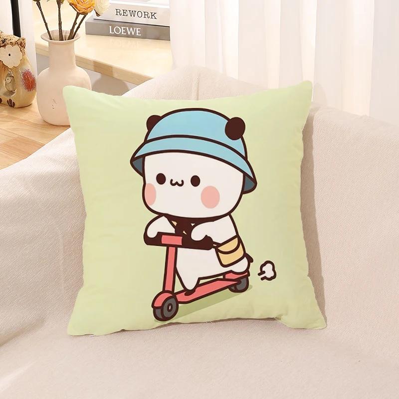 Pillow Cover Square Cushion for Bed Car Office Peach Mochi Cat Decorative Anime Room