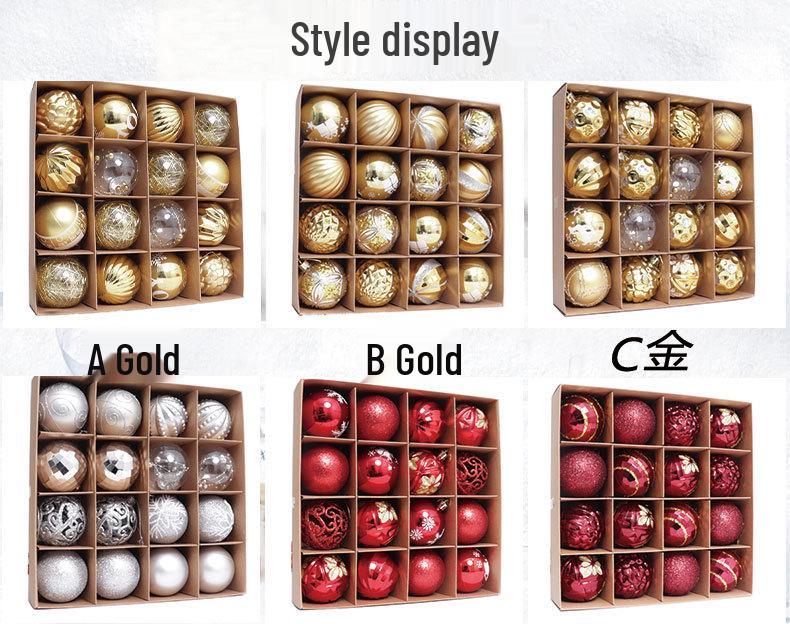 6cm Electroplated Pink Christmas Ball Ornaments - 16 Piece Set with Snowflakes