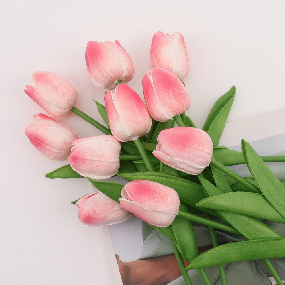 1pcs Mini White Tulip Artificial Flowers, Wedding Home Decor, Realistic Fake Tulips Gifts Birthday Graduation
