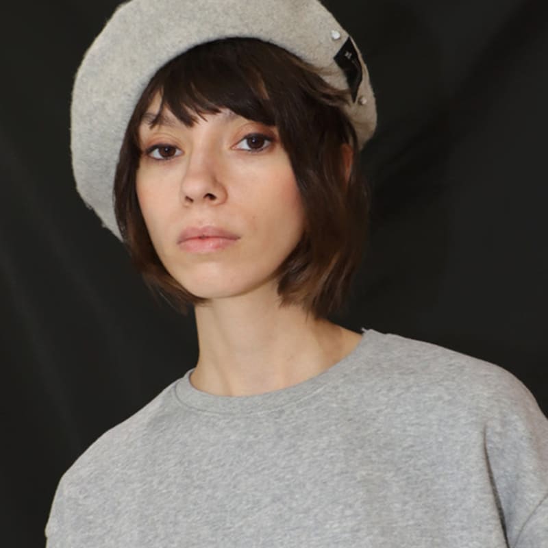 DAMAGE MNEMONIC Gray Beads Beret