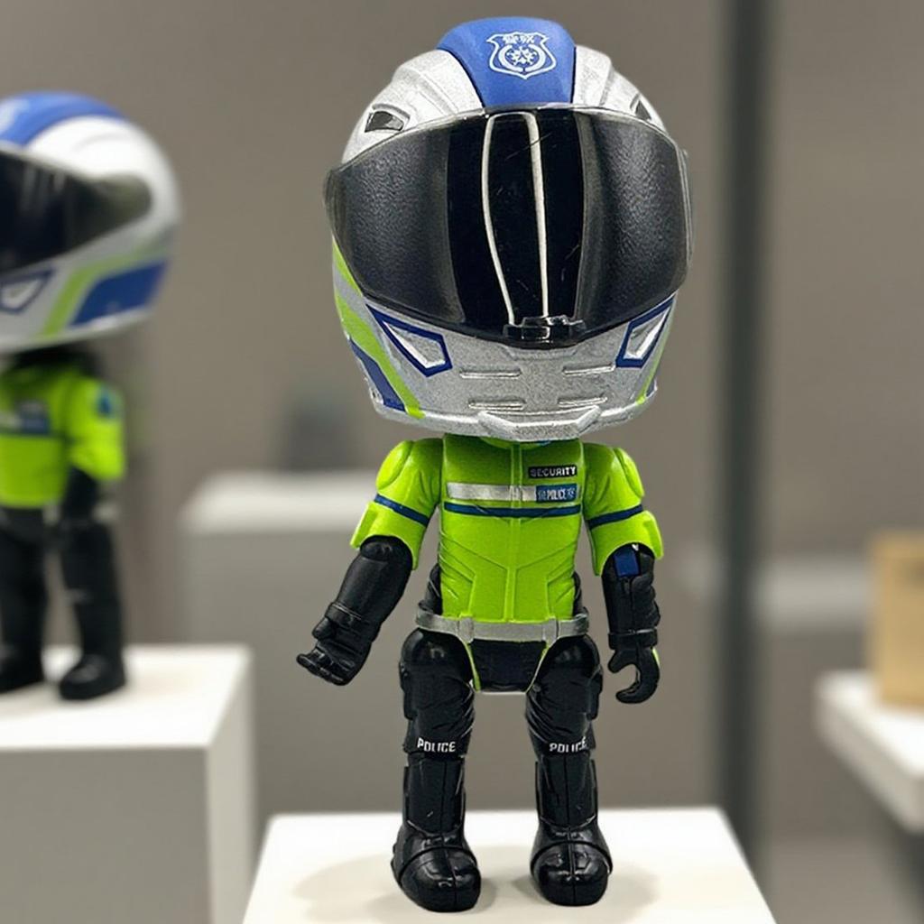 Q Version Motorcycle Helmet Motorcycle Rider Exquisite Model Deformable Toy