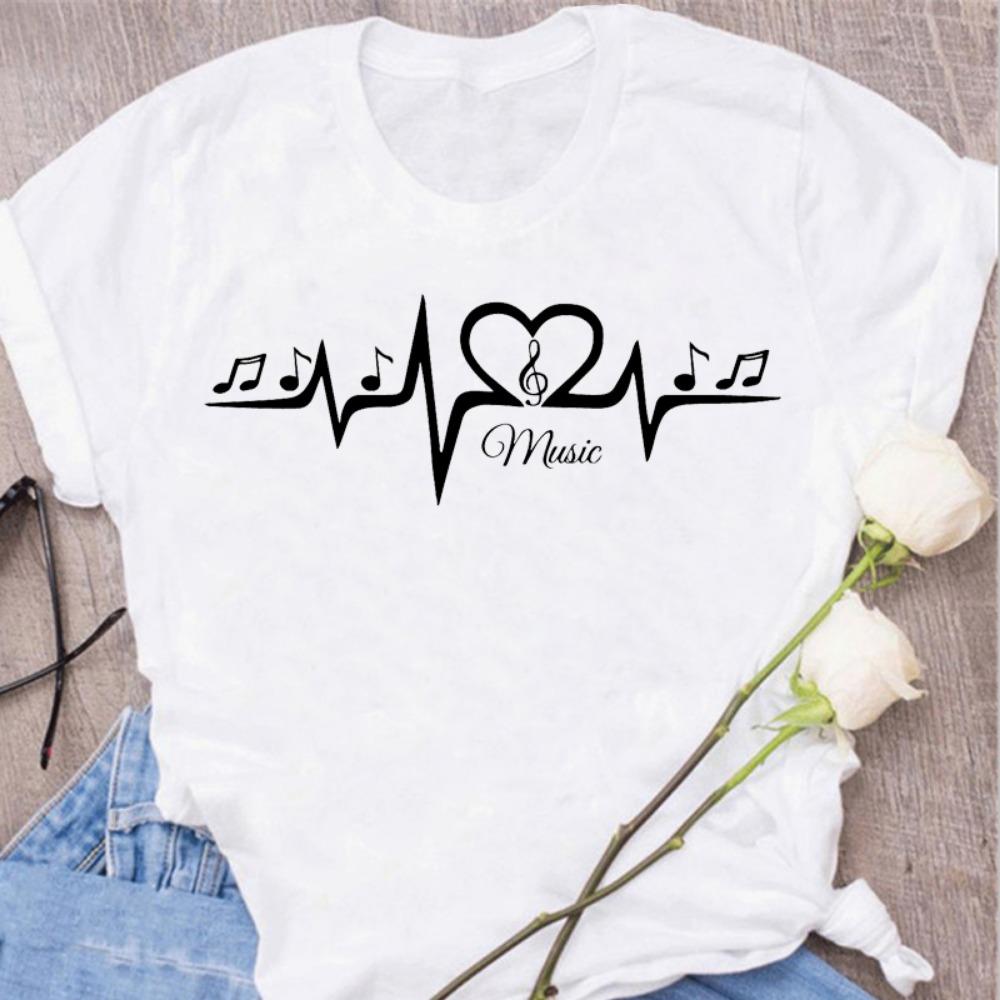 Neue Harajuku Lustige Musik Note Kunst T Shirt Mode Frauen T Shirt Musik Tops Kurzen Ärmeln Schwarzes T-shirt Damen Casual tees Top