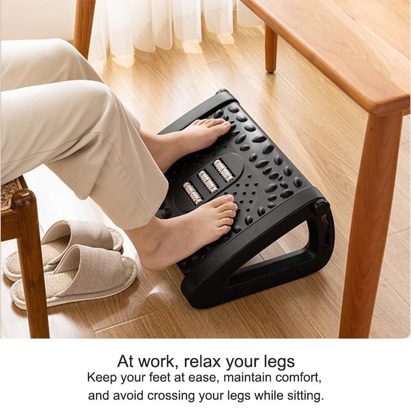 Six Heights Adjustable Foot Rest For Under Desk, Under Desk Footrest With Foot Massage Roller, Chair Footrest For Leg Rests