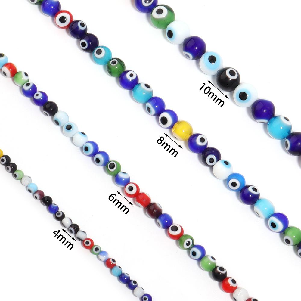 1 Strand Colorful Lampwork Beads Evil Eyes Round Loose Spacer Glass Beads For DIY Bracelet Necklace Jewelry Findings 4 6 8 10mm
