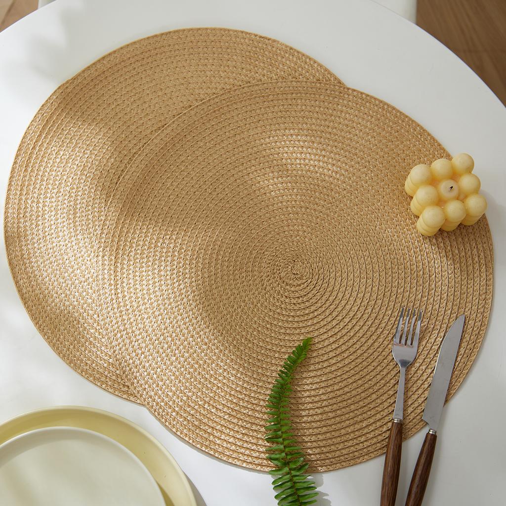 Rund Geflochtenes Set von 6 Waschbaren Runden Tischsets für Weihnachten Küche Hochzeit Esstisch 38cm Gewebte Hitzebeständige Platzsets