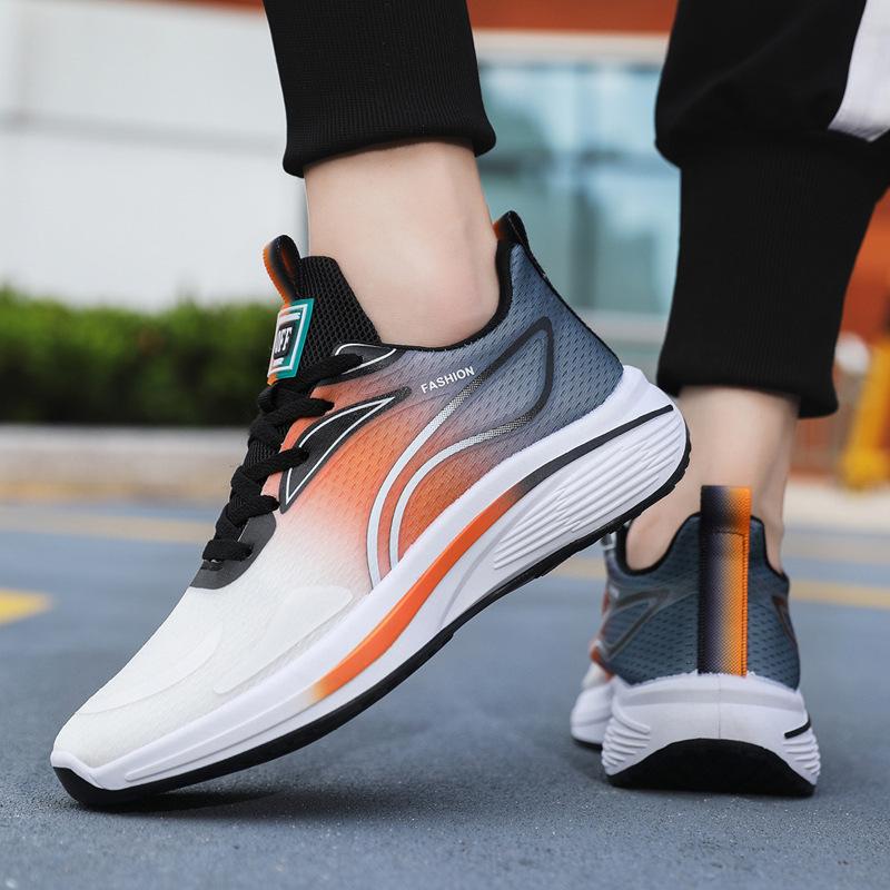 New Sports Shoes Fashionable Outdoor Running Shoes Lace-up Comfortable Men's Casual Shoes Mesh Transparent Soft Sole Men's Shoes