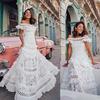 Boho Women Summer Holiday Lace Hollow Out Sundress Solid Slash-Neck Maxi Dress