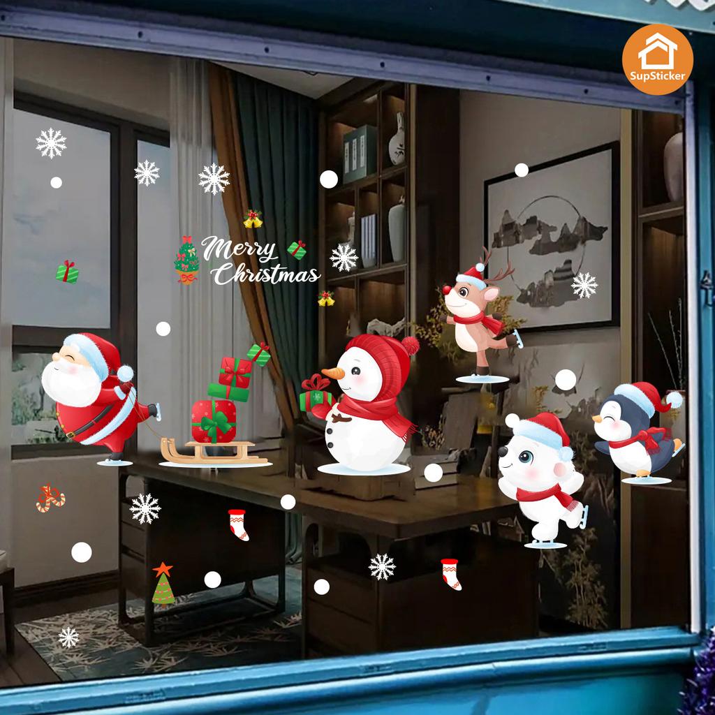 Christmas Self-Adhesive Glass Sticker Window Sticker Style Santa Decoration