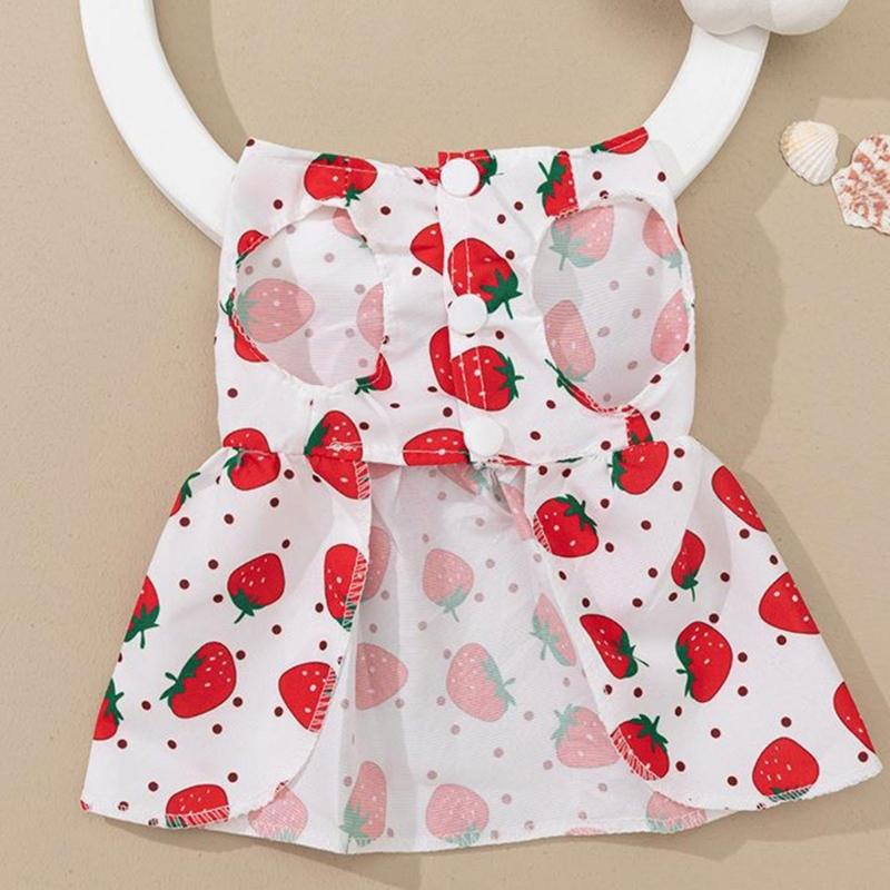Spring Summer Pet Flower Print Skirt with Bowknot Decors Outdoor Walking Dogs Rabbit Universal Dress Lightweight