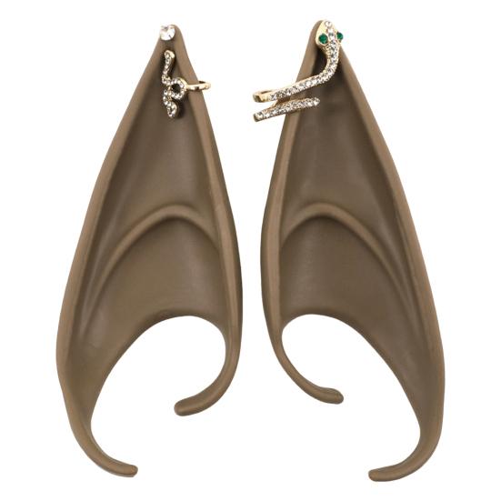 Pairs Latex Elf Ears Rhinestones Snake Design Soft Elf Ear Tips Cosplay  Props